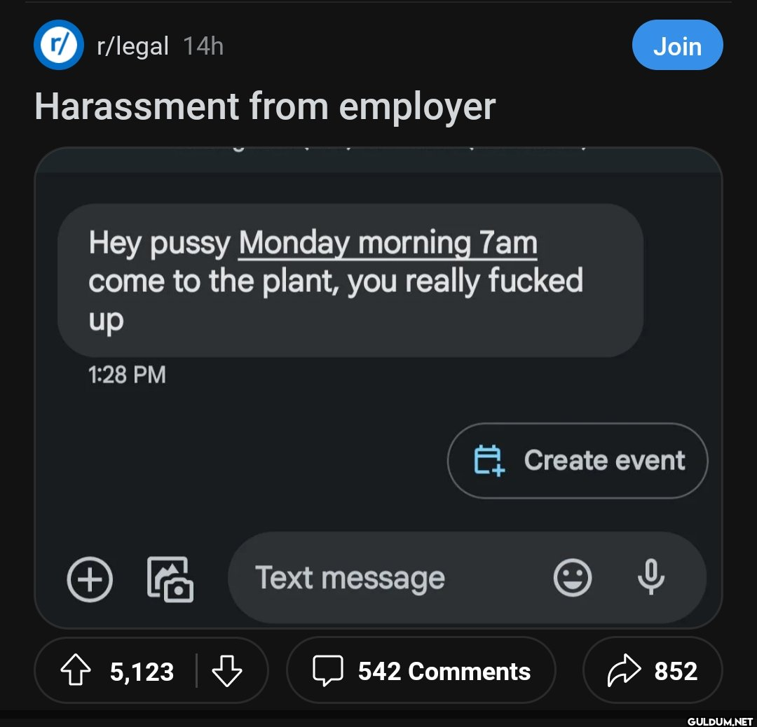 r/r/legal 14h Harassment...