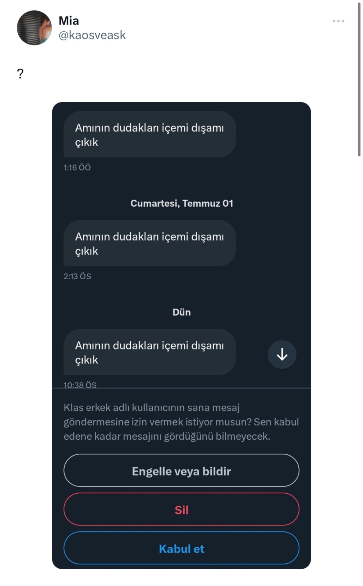 ? Mia @kaosveask Amının...