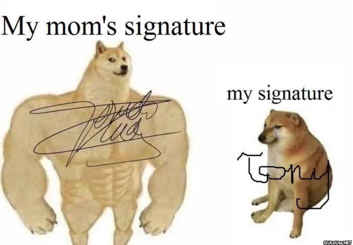 My mom's signature Plus my...