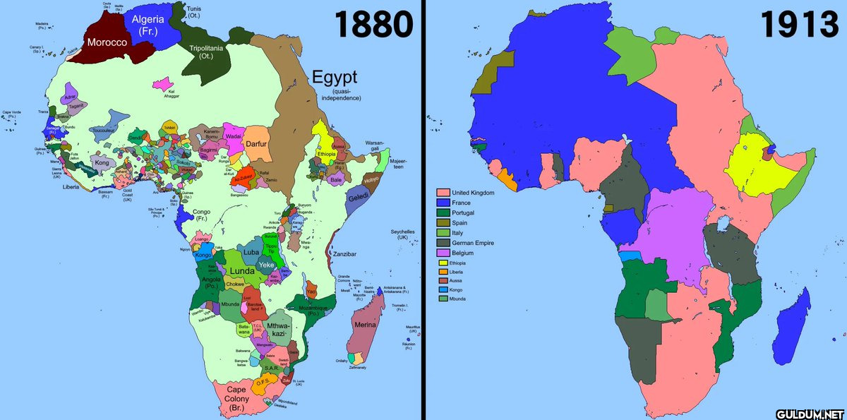 Africa in 1880 compared to...