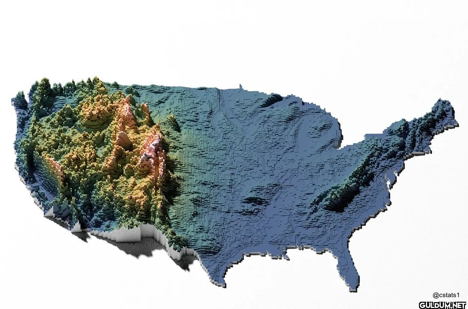 Topogaphy of the US  @cstats 1