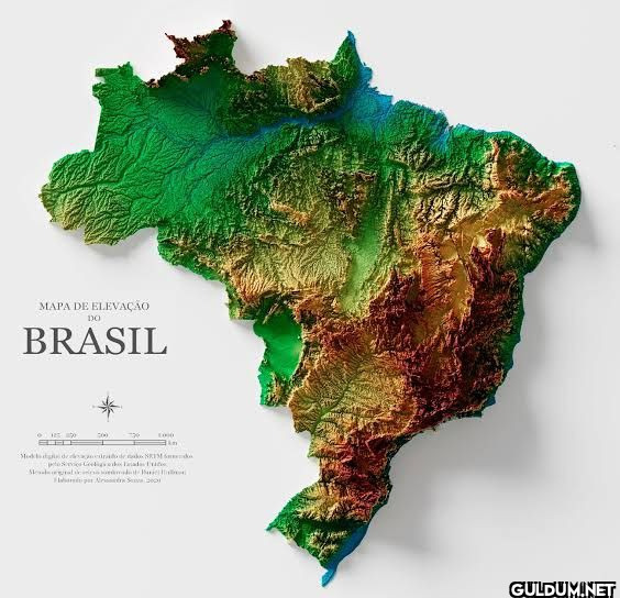 Topography map of Brazil ...