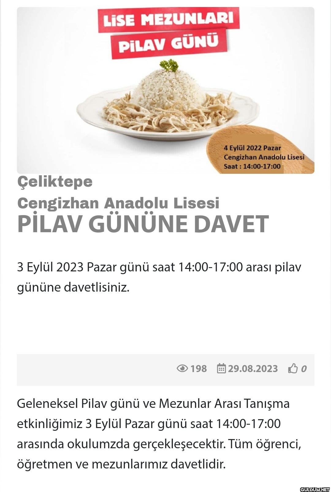 Pilav gününe geliyor...
