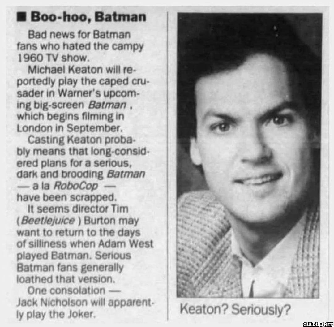 Boo-hoo, Batman Bad news...