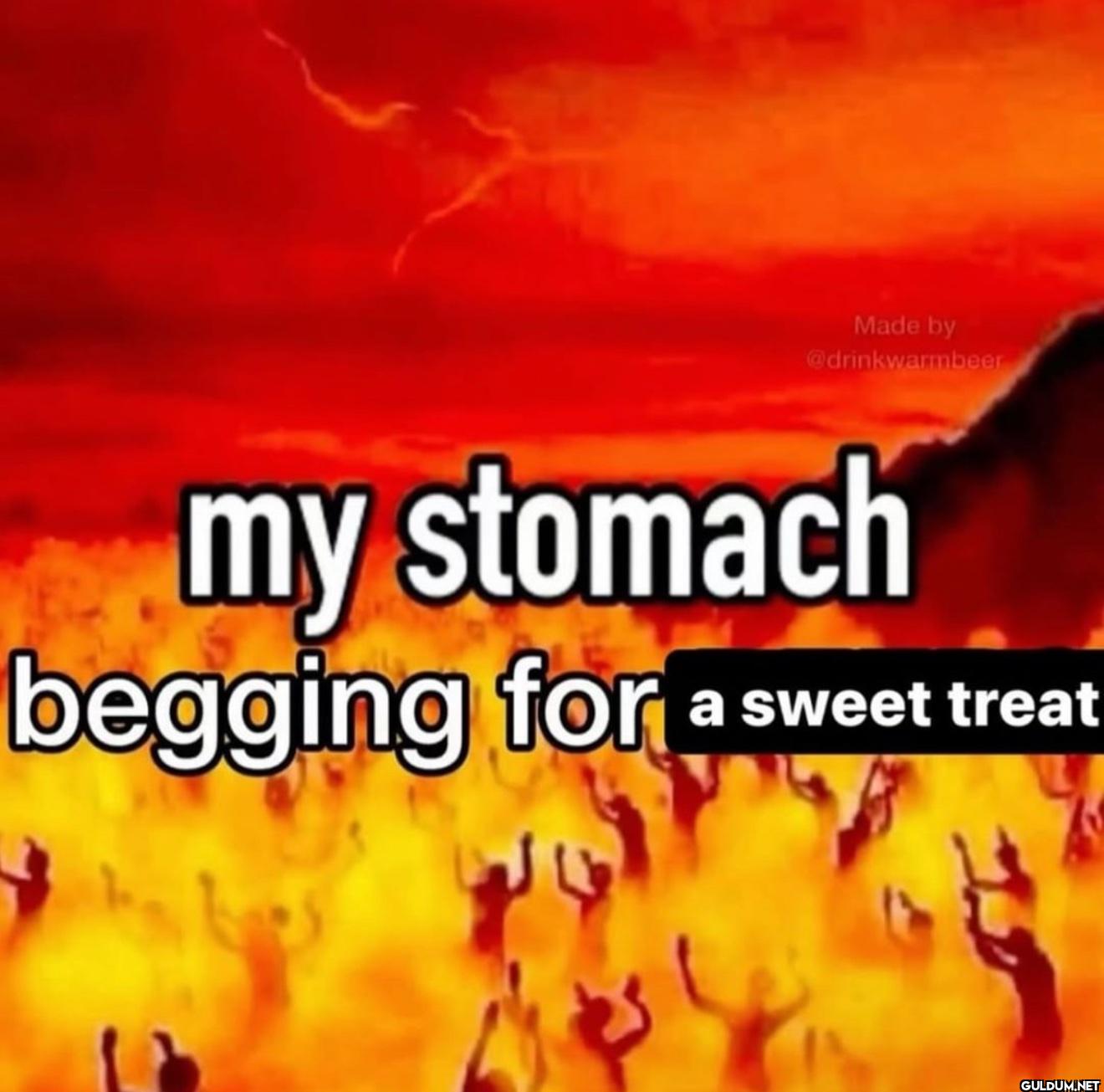 my stomach begging for a...