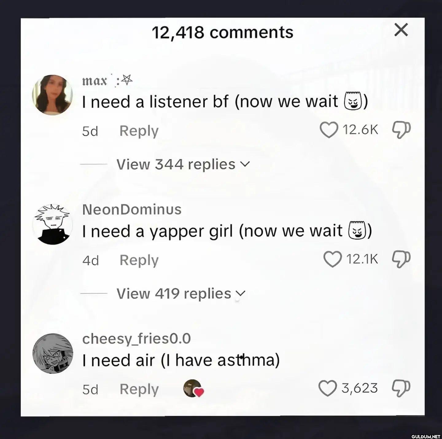 12,418 comments max I need...