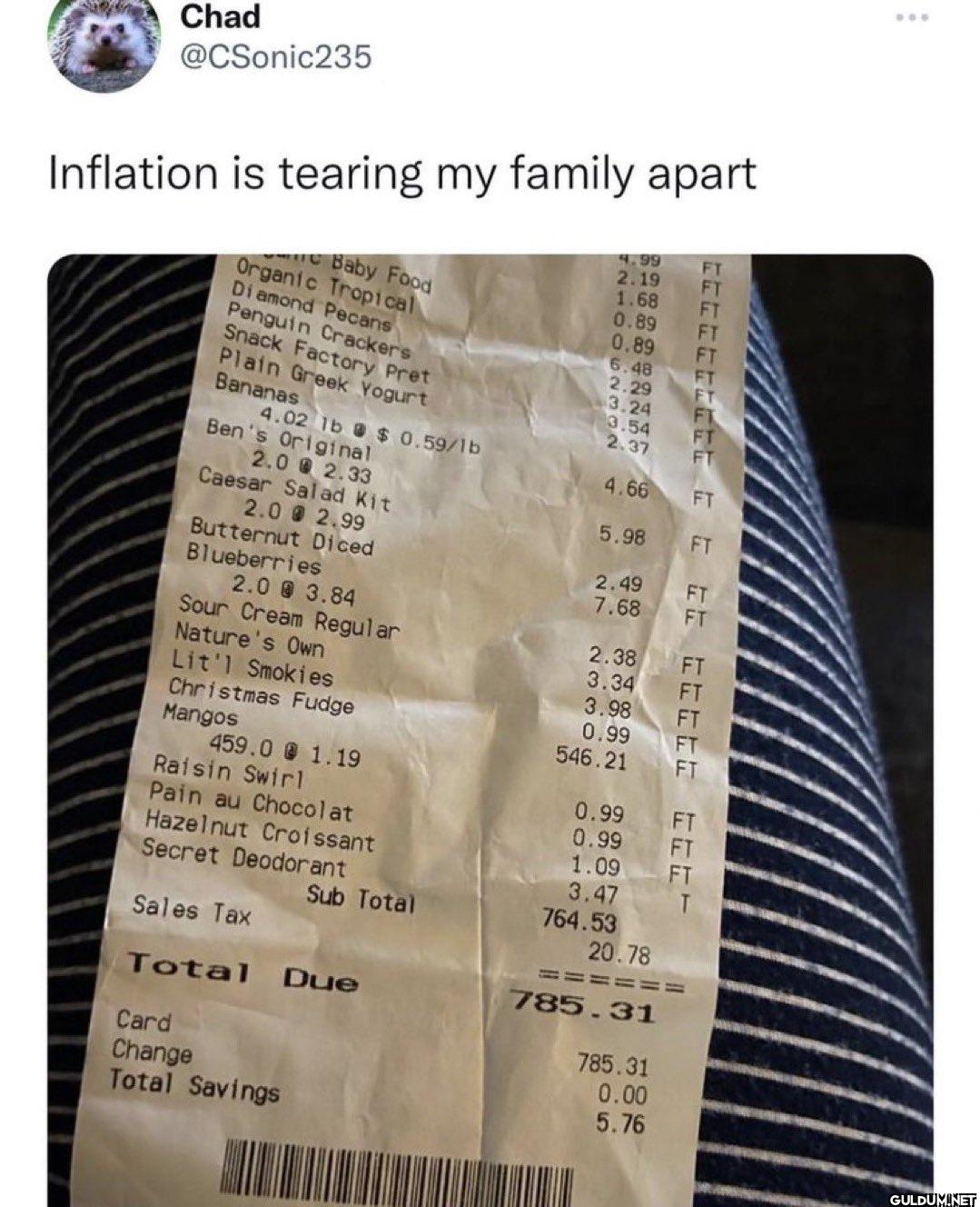 Inflation is tearing my...