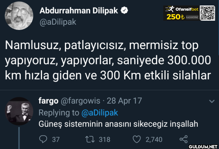 Ofansifbet 250€ KAZANDINIZ...