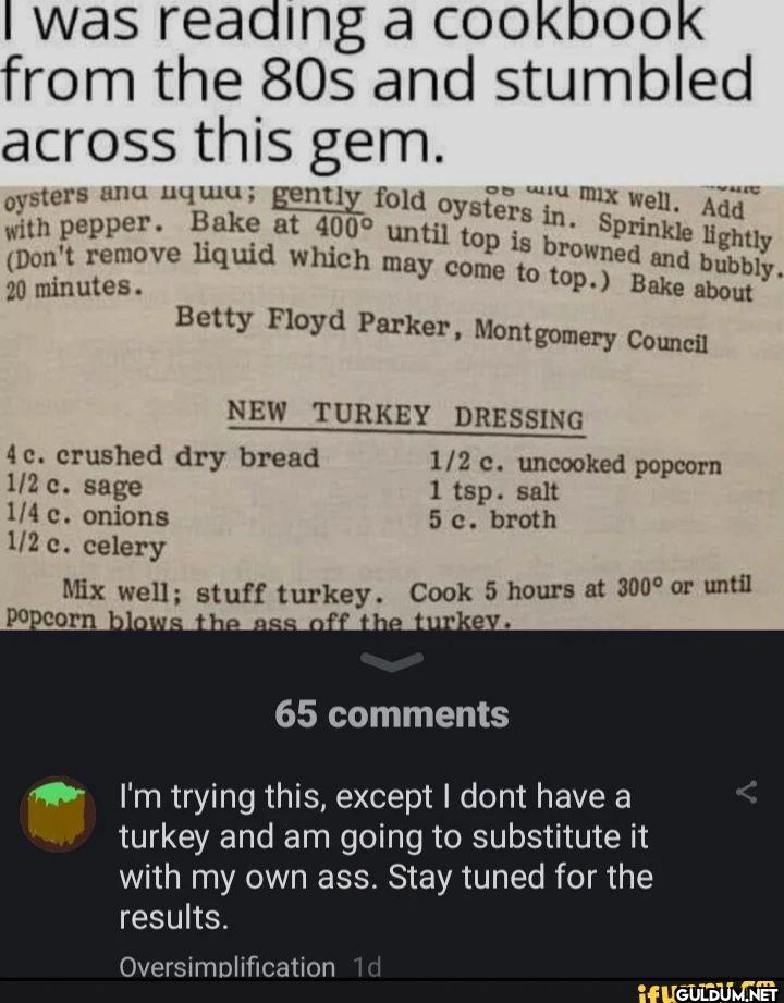 I was reading a cookbook...