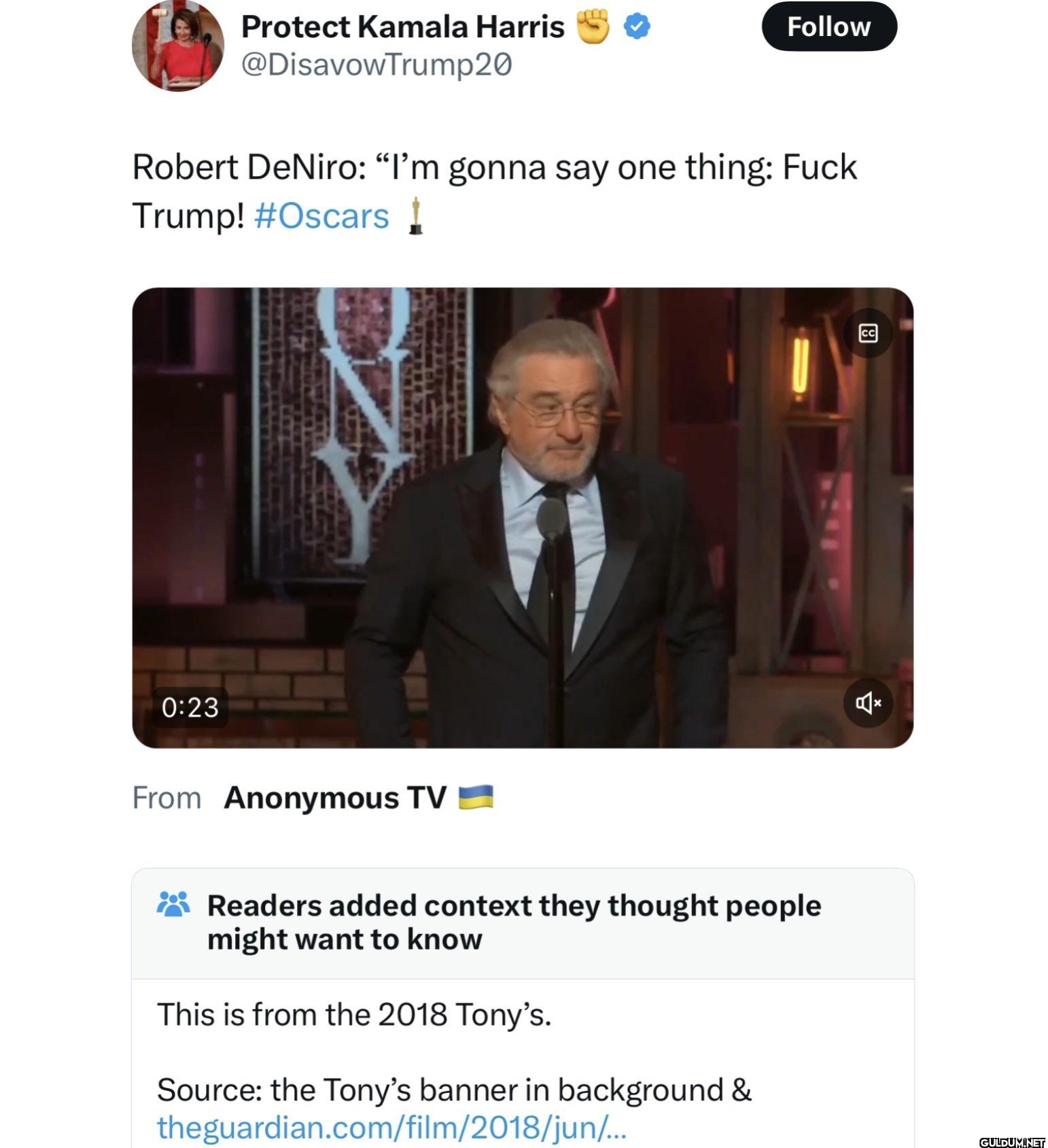 Follow Robert DeNiro: "I'm...