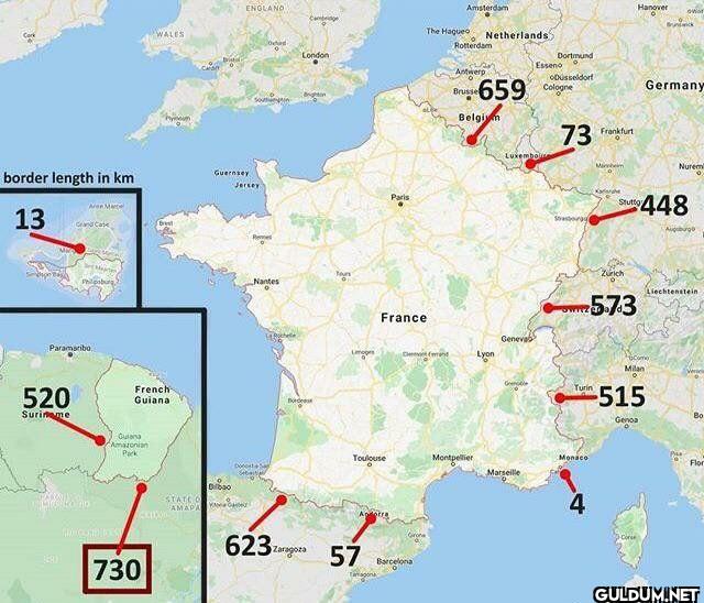 5. France's longest border...