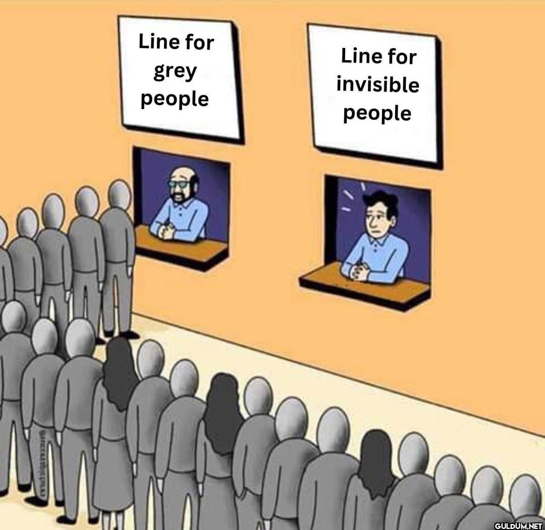 Line for grey people Line...