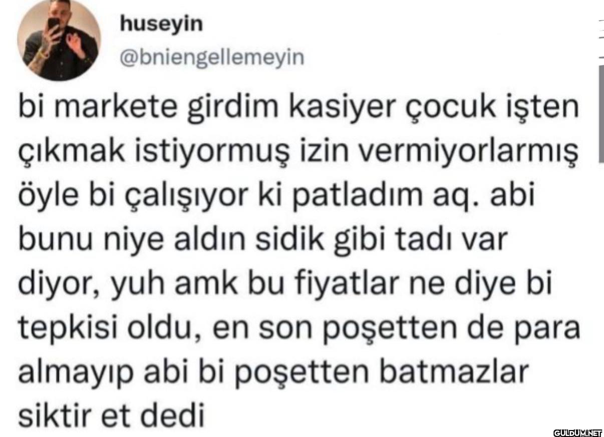 bi markete girdim kasiyer...