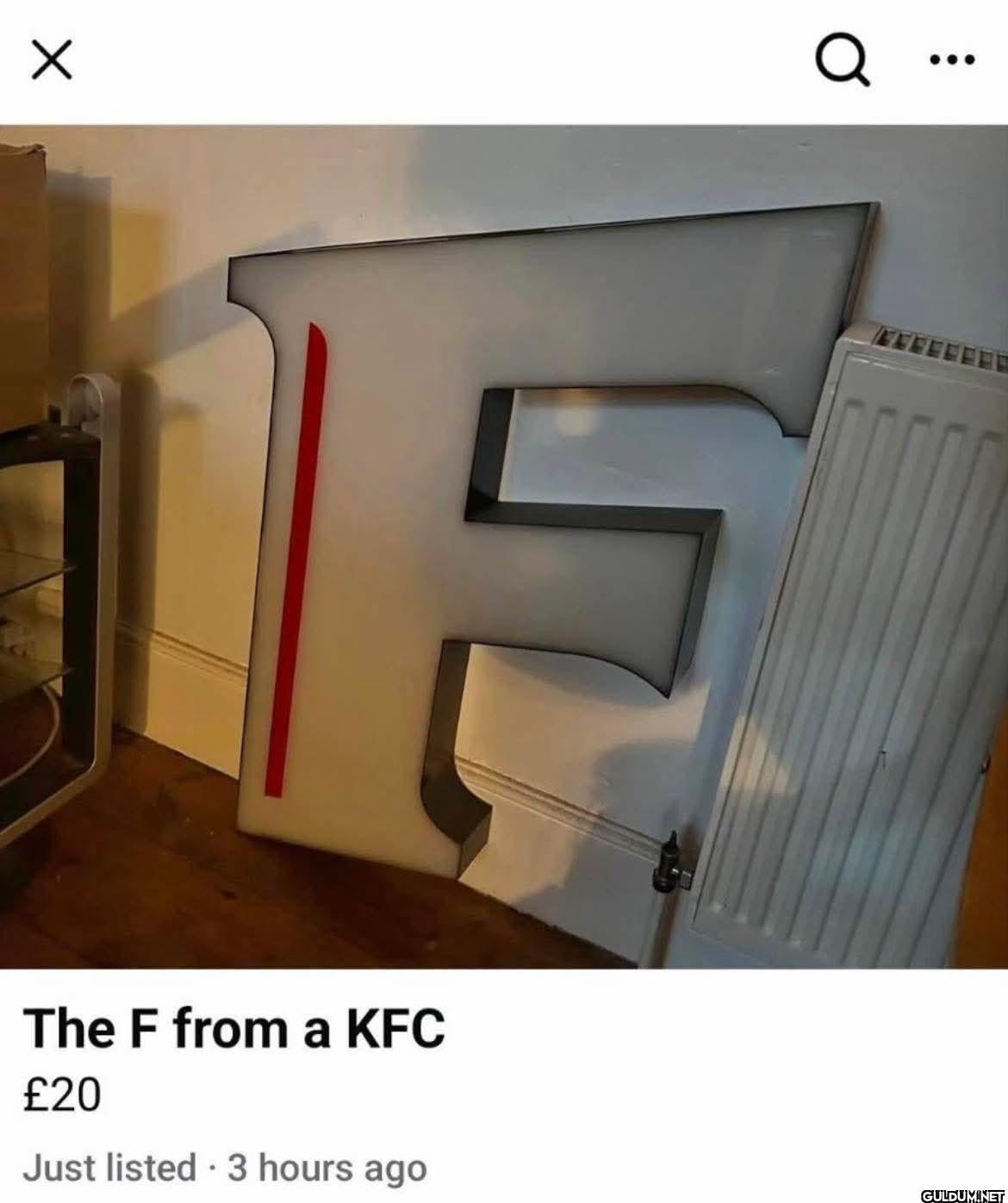 Q F The F from a KFC £20...