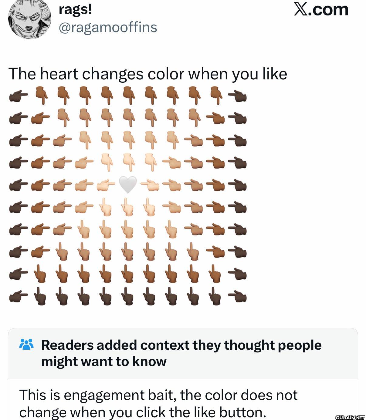 The heart changes color...