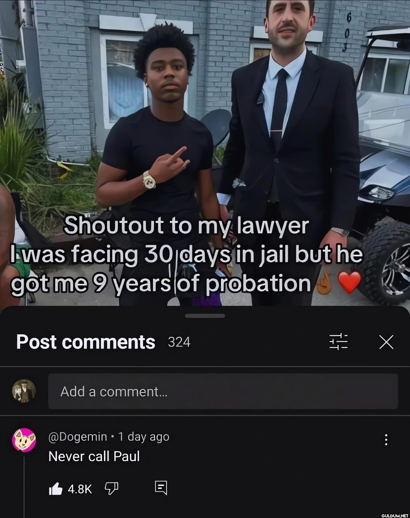 Shoutout to my lawyer I...