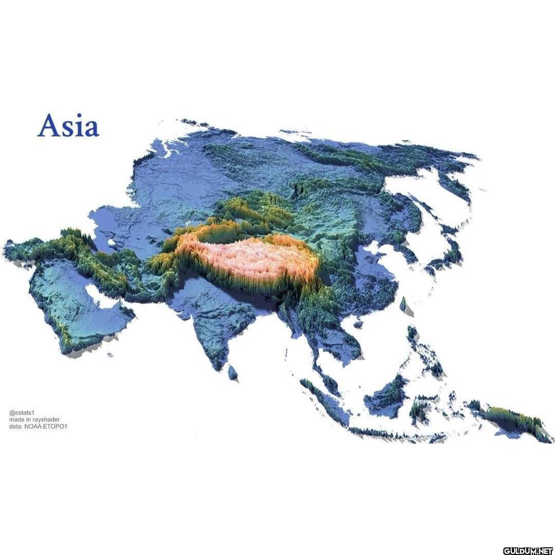 Elevation map of Asia  ...