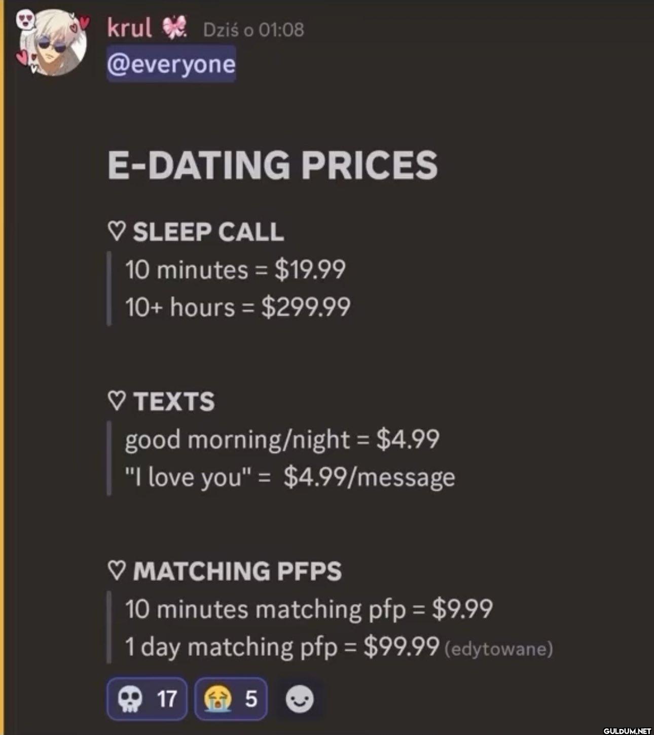 E-DATING PRICES ♡ SLEEP...