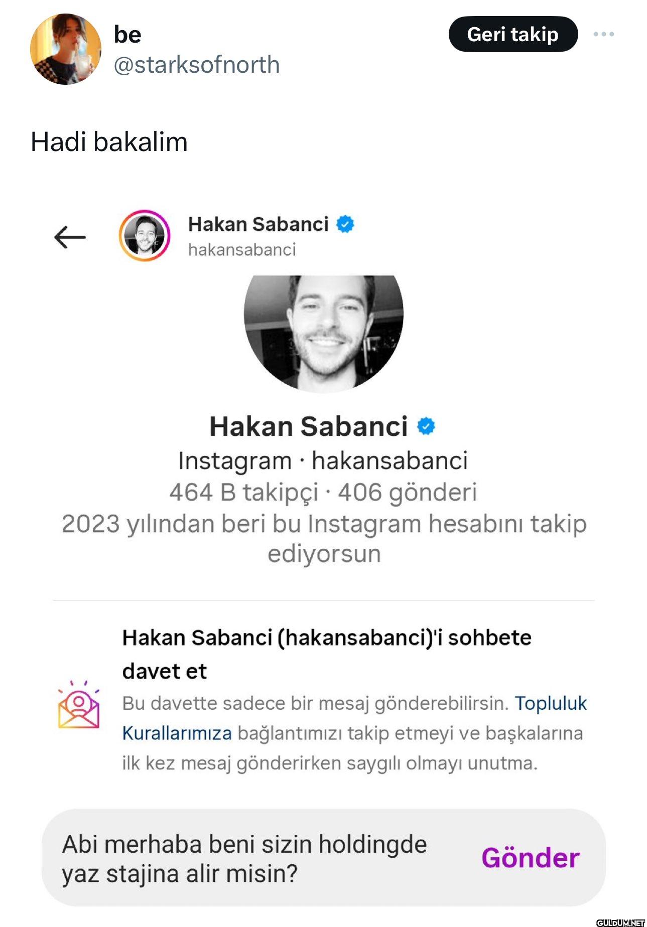 Hadi bakalim Hakan Sabanci...