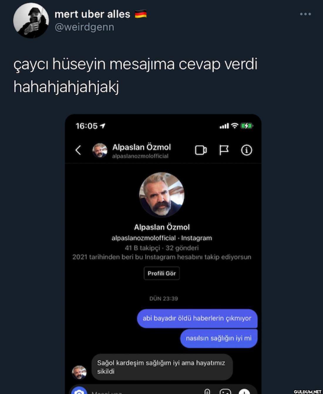 Çaycı hüseyin mesajima...