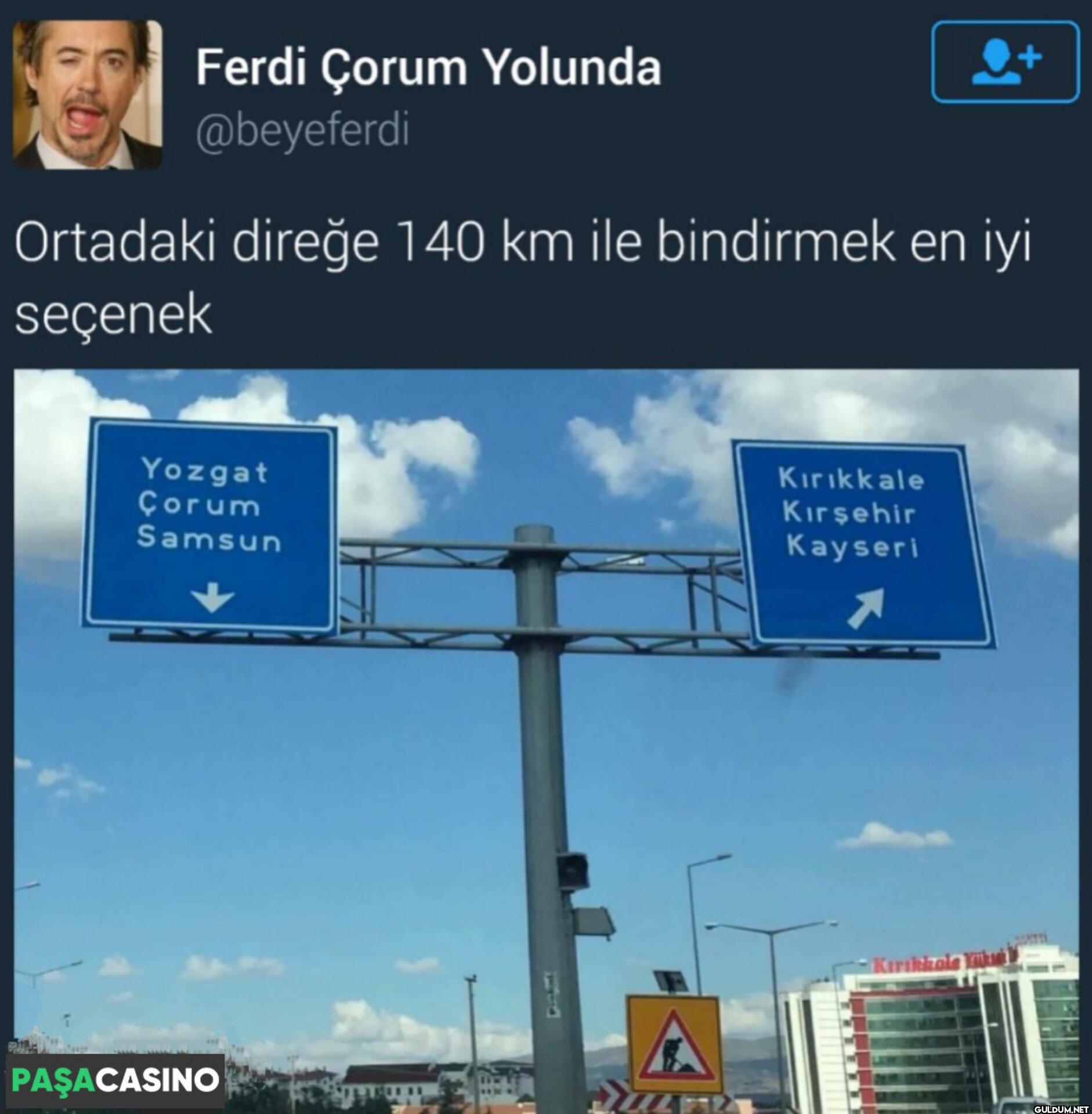 Ortadaki direğe 140 km ile...