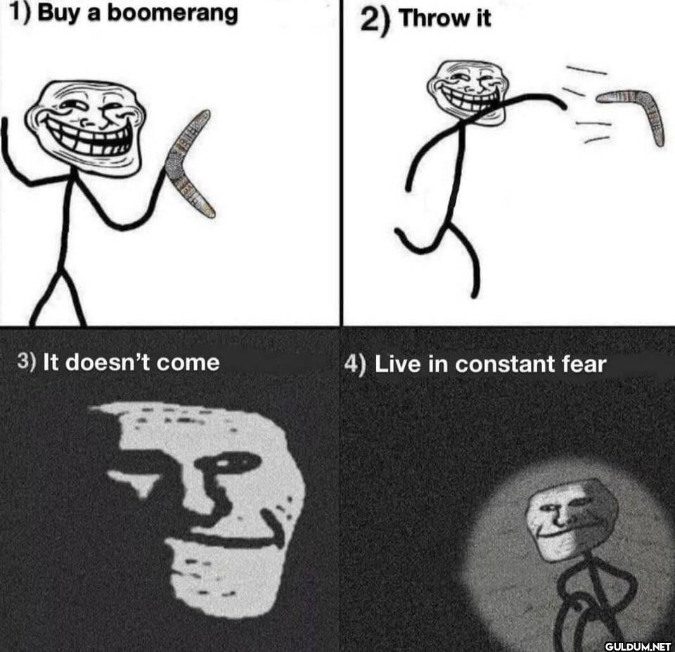1) Buy a boomerang 2)...