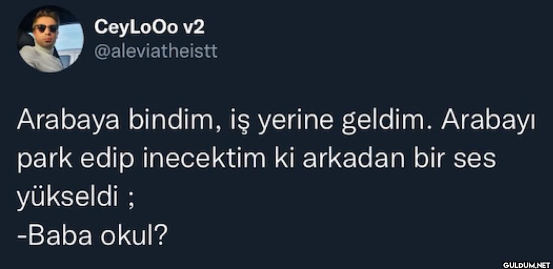 Arabaya bindim, iş yerine...