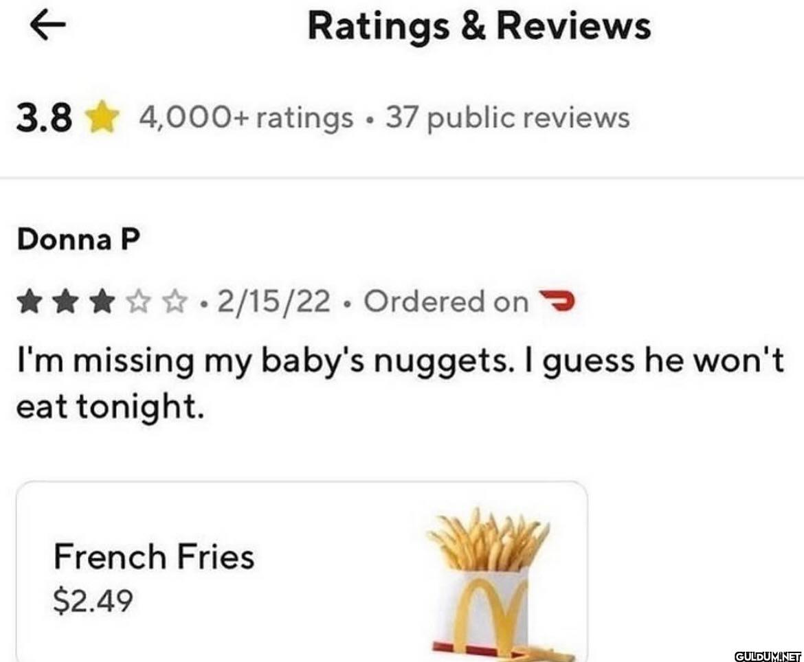 baby starved = 3 stars   ...