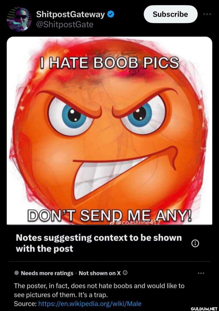 Subscribe I HATE BOOB PICS...