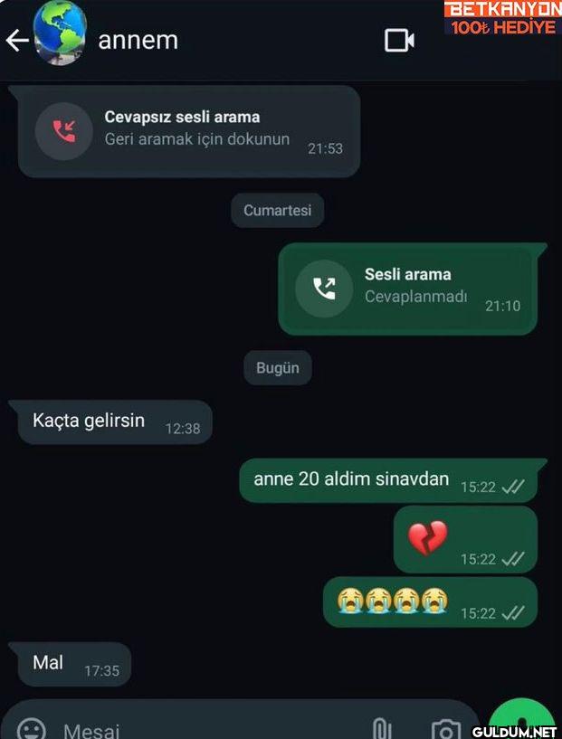 ← annem Cevapsız sesli...