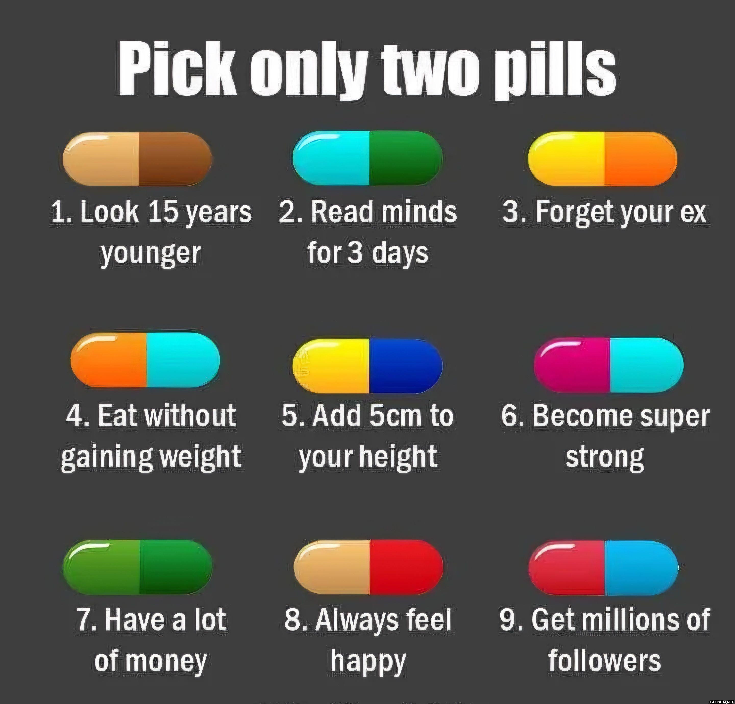 Pick only two pills   ...