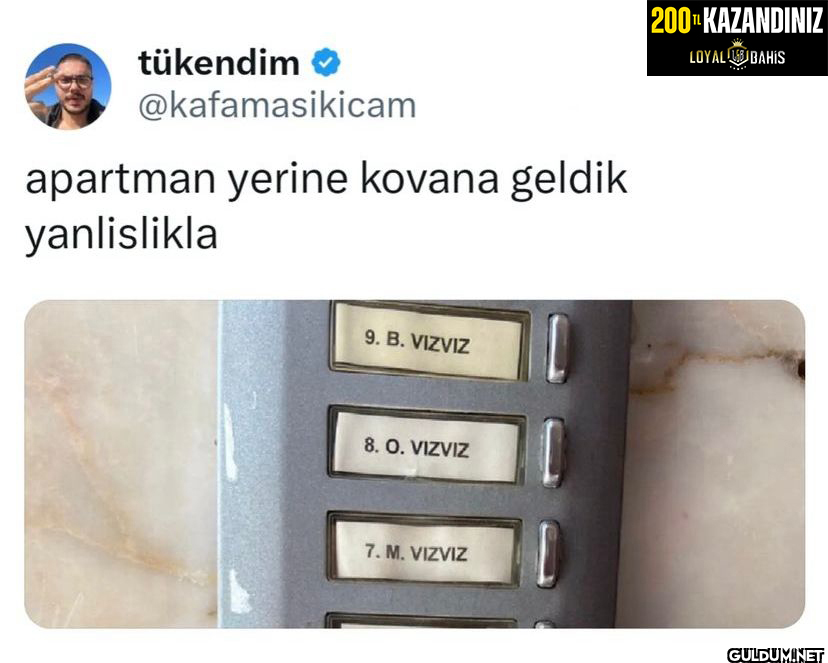 apartman yerine kovana...