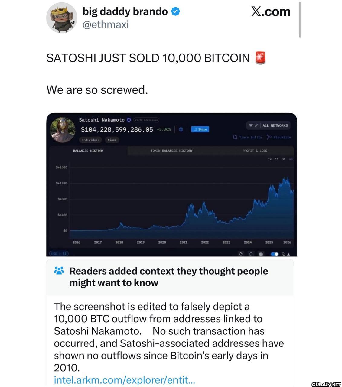 SATOSHI JUST SOLD 10,000...