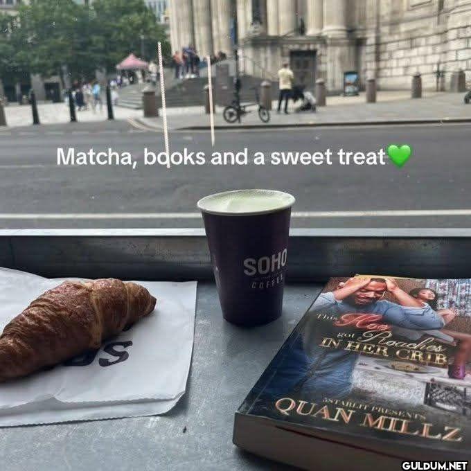 Matcha, books and a sweet...