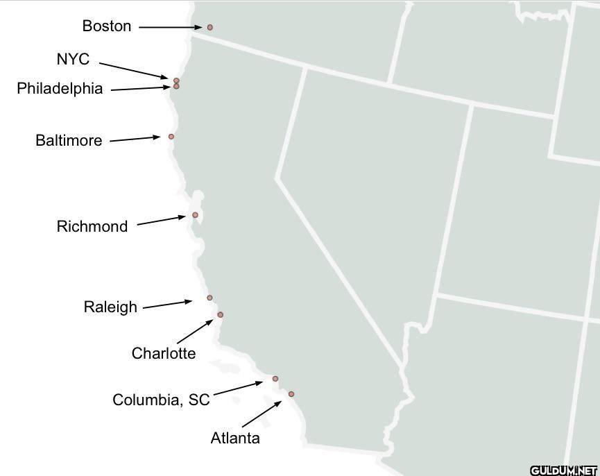 Eastern cities on the west...