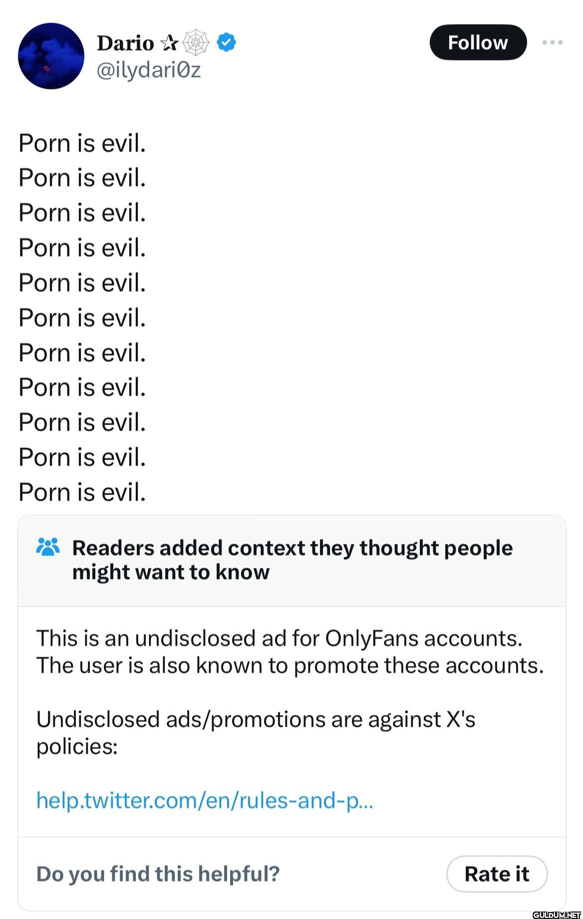 Porn is evil. Porn is...