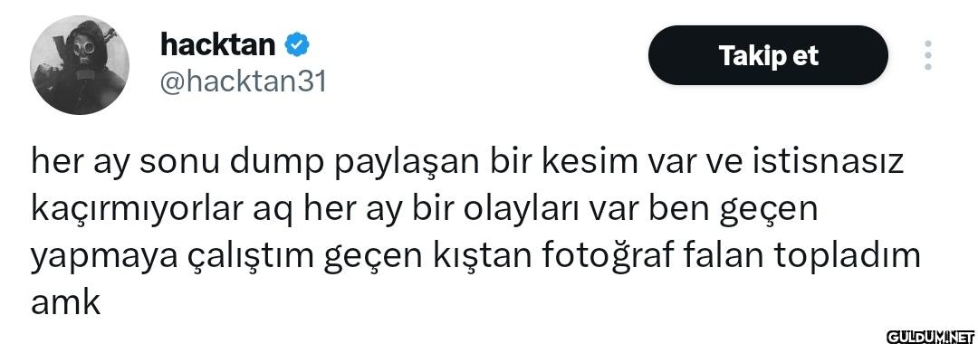 Takip et her ay sonu dump...