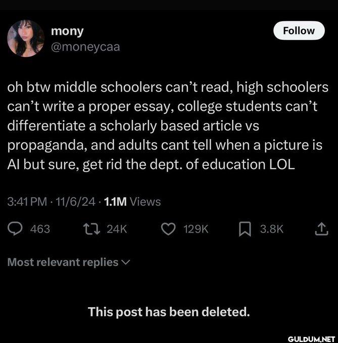 She deleted the post for...