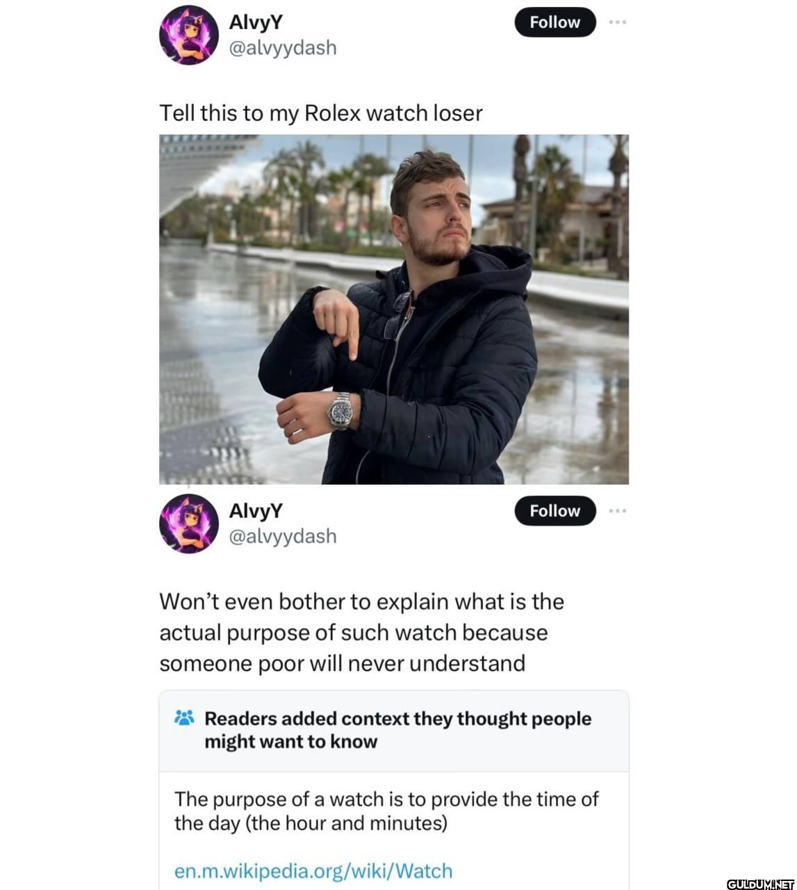 Tell this to my Rolex...