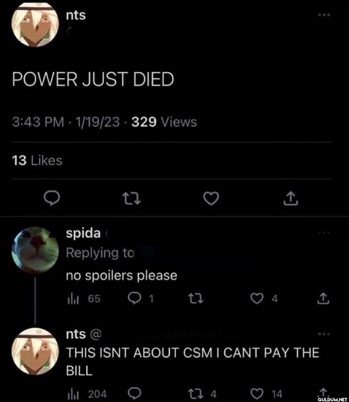 nts POWER JUST DIED 3:43...
