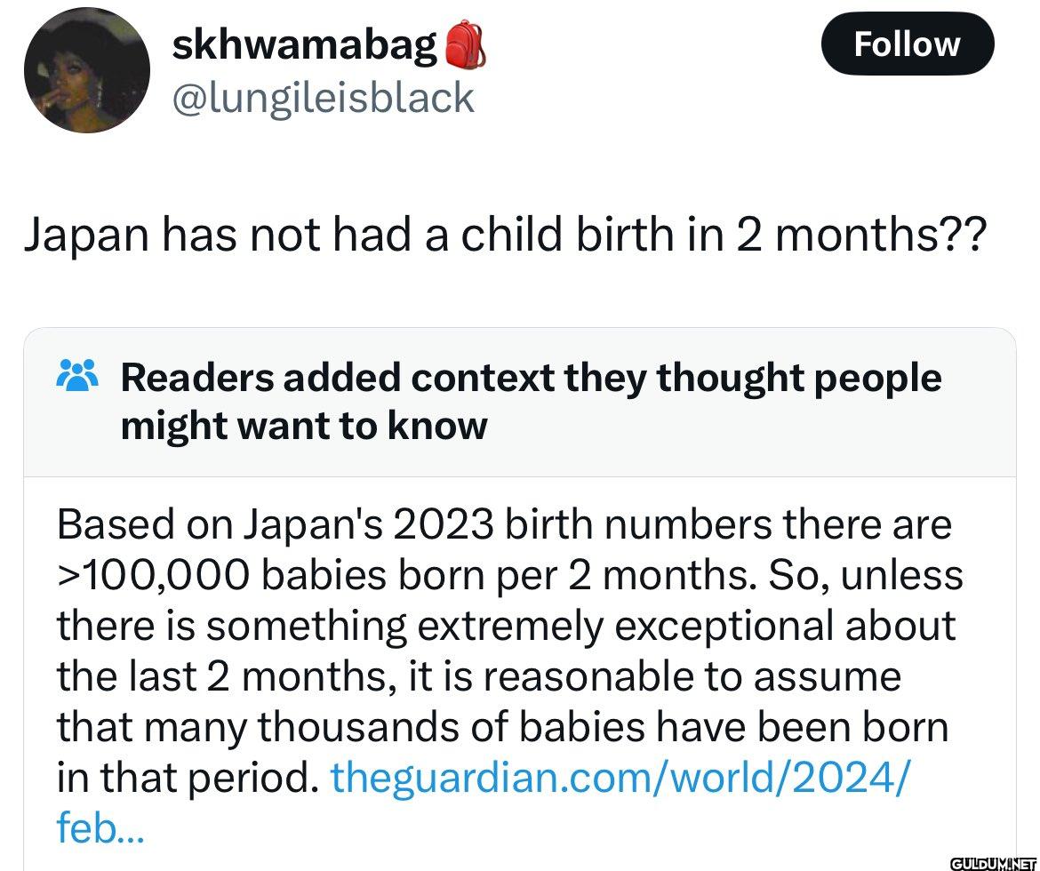 Japan has not had a child...