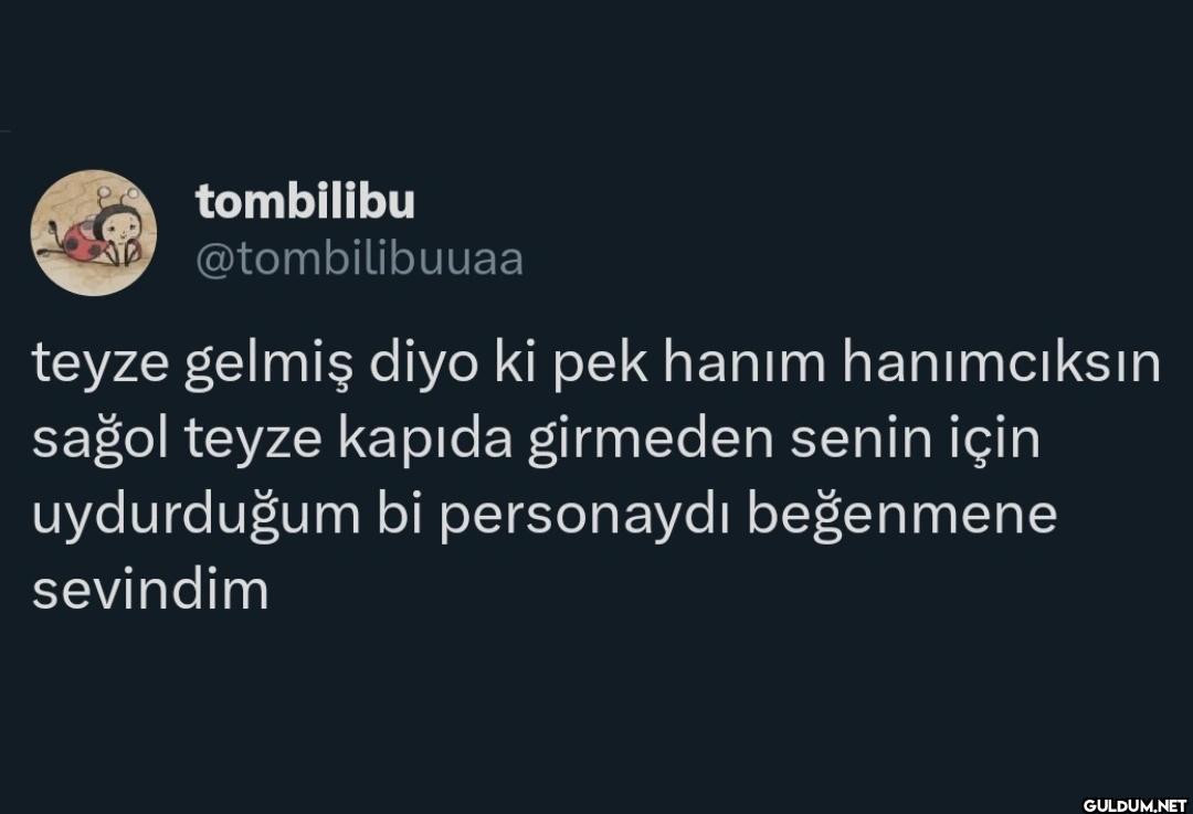 teyze gelmiş diyo ki pek...