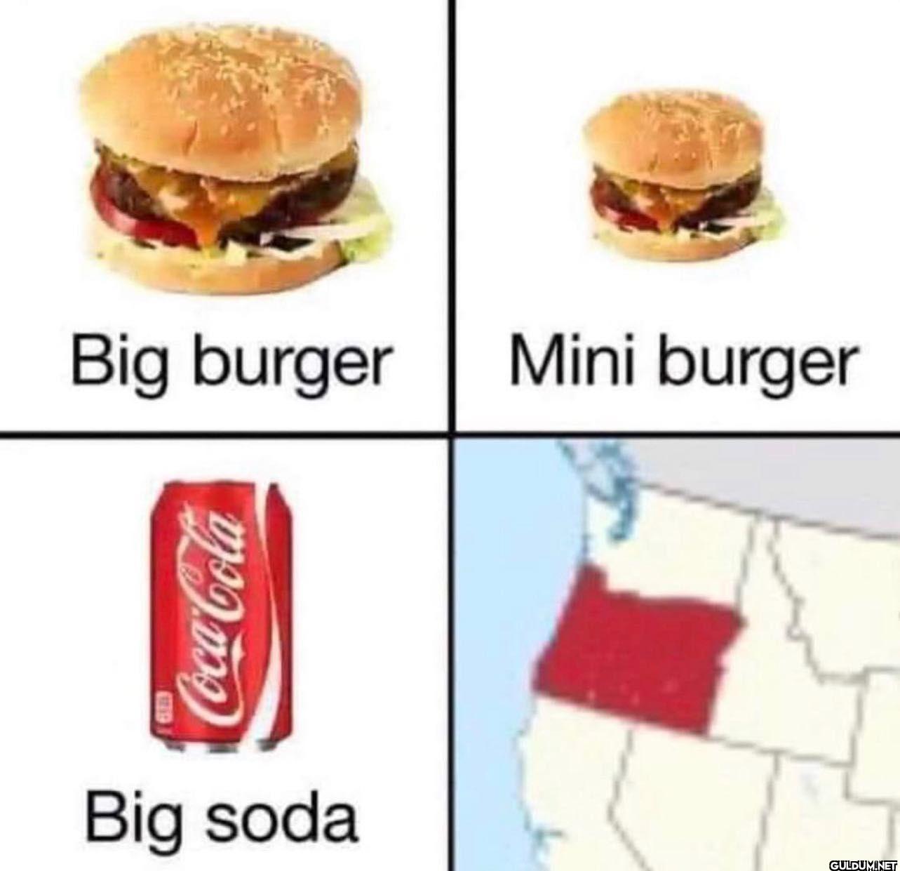 Big burger Mini burger Big soda