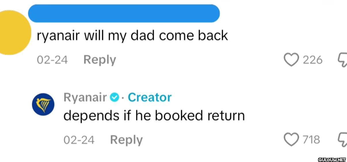 4.    ryanair will my dad...