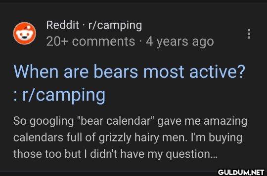 Reddit r/camping 20+...