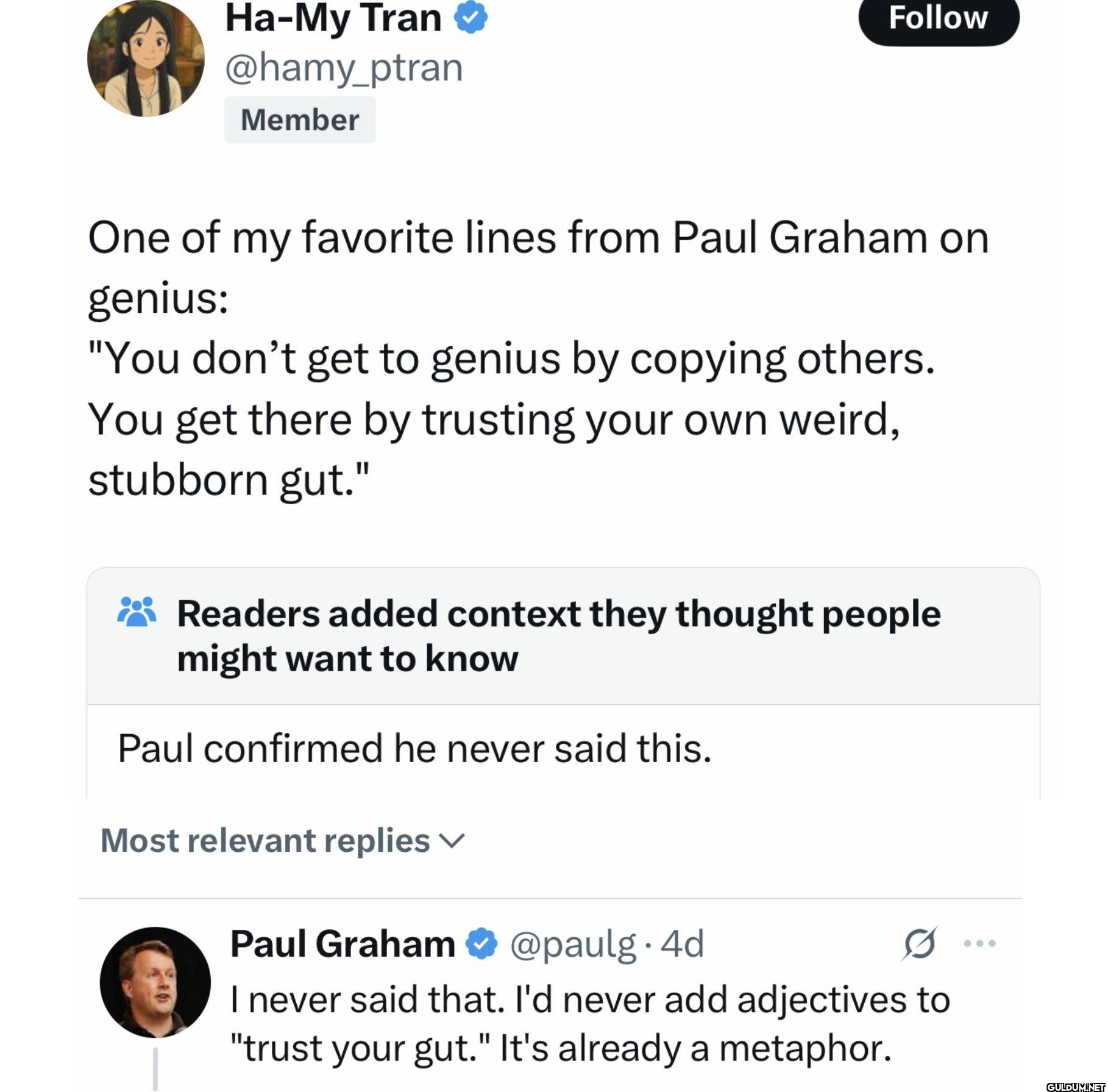 Source: Paul himself.   ...