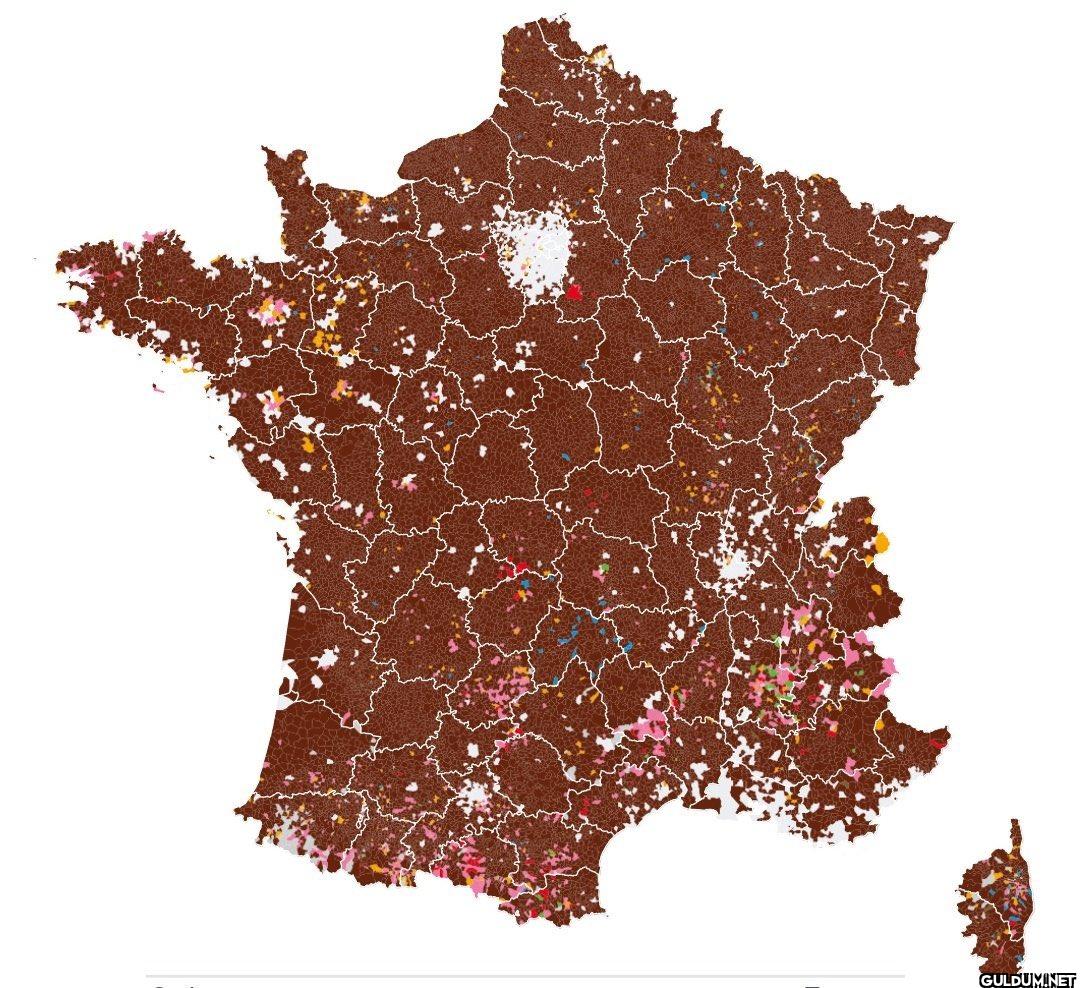 In brown where Le Pen has won