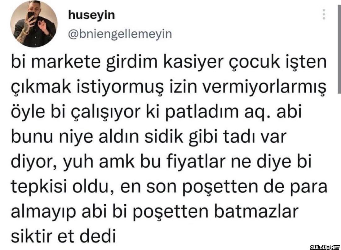 bi markete girdim kasiyer...