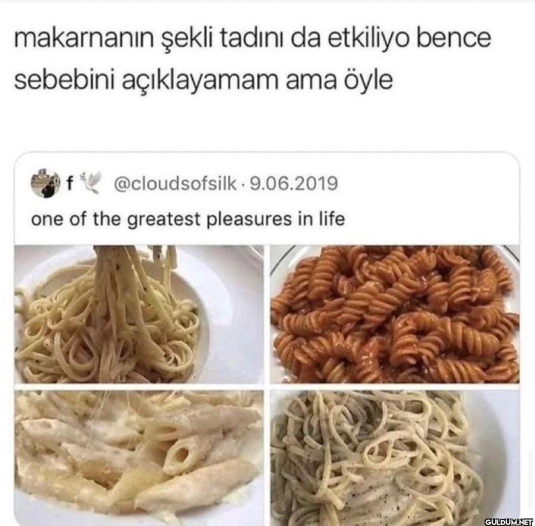 makarnanın şekli tadını da...