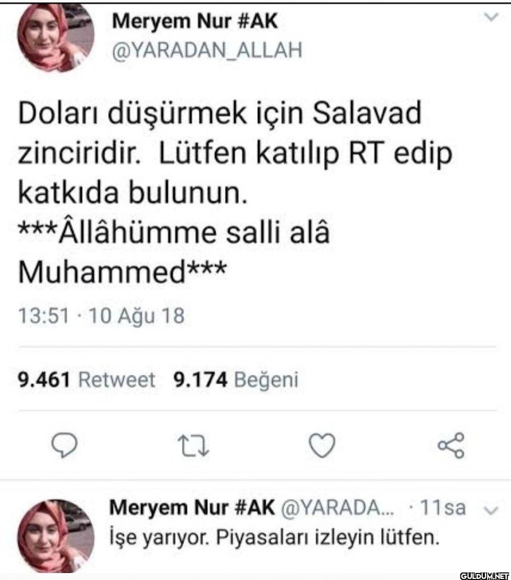 ALLAH Doları düşürmek için...